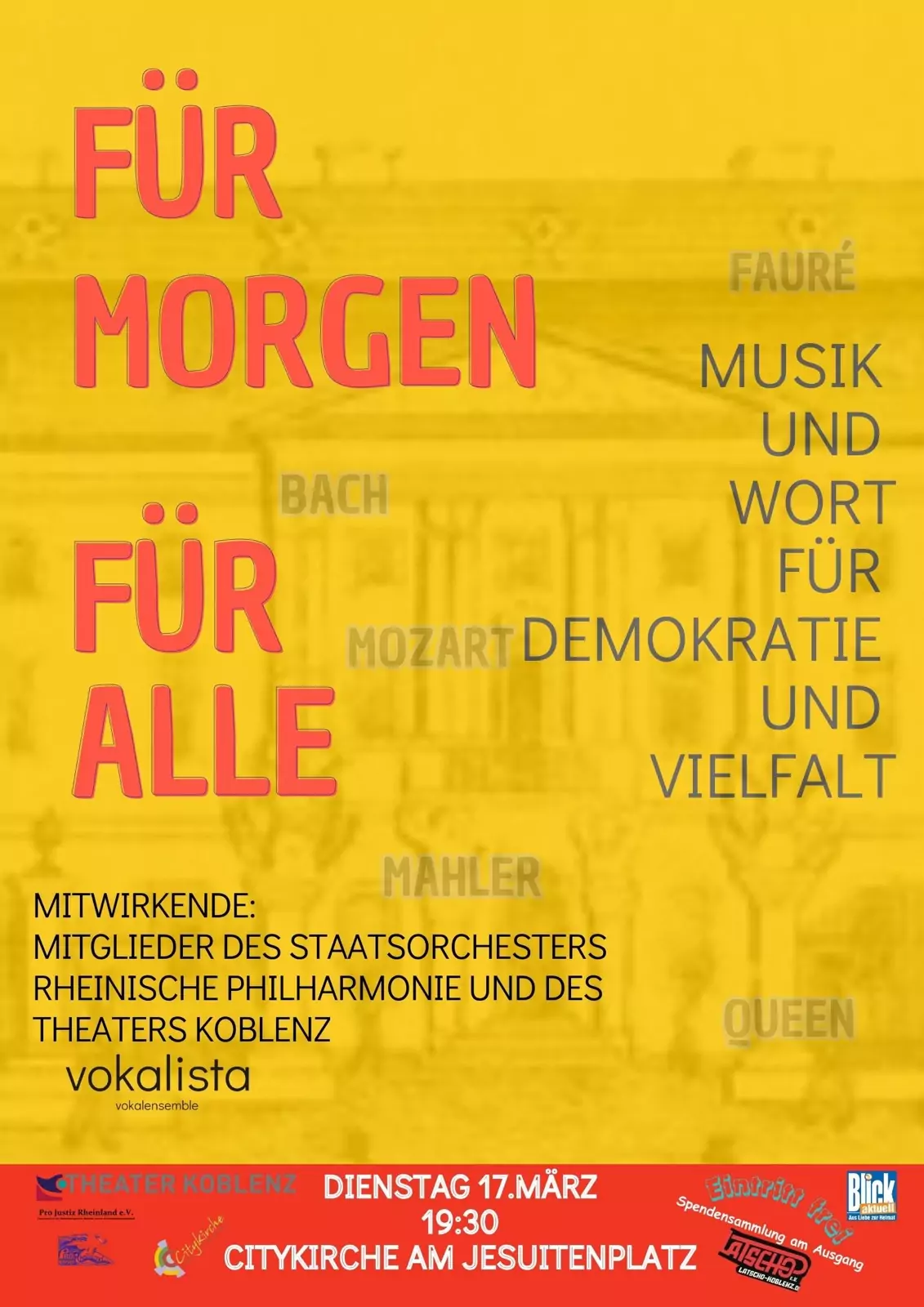 Ein Abend. Ein Zeichen. Gemeinsam &ndash; Musik und Wort f&uuml;r Demokratie und Vielfalt
